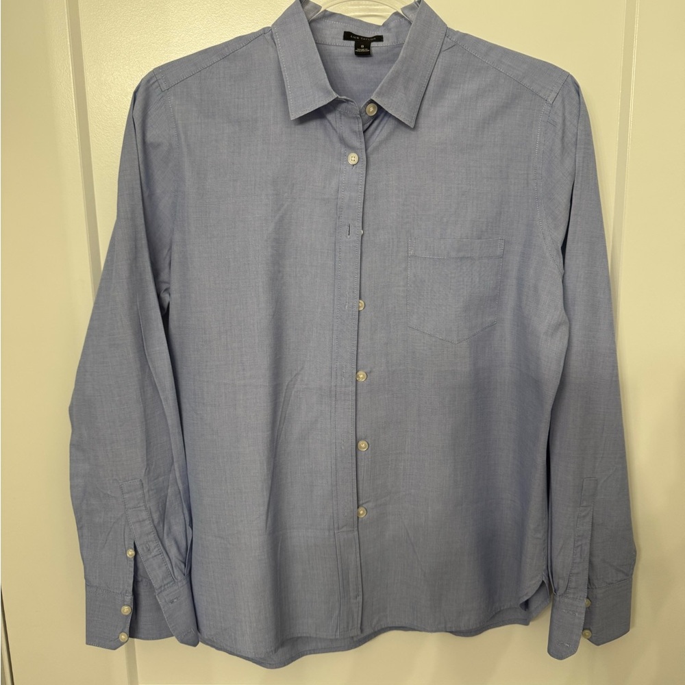 Ann Taylor Blue Casual Button Down Shirt
